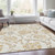 5' X 8' Ivory Beige And Gold Floral Washable Indoor Outdoor Area Rug