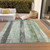 5' X 8' Artichoke Green And Gray Striped Washable Indoor Outdoor Area Rug