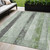 5' X 8' Artichoke Green And Gray Striped Washable Indoor Outdoor Area Rug