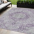 5' X 8' Purple Floral Medallion Washable Indoor Outdoor Area Rug - Purple