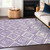 3' X 5' Lavender And Ivory Geometric Washable Indoor Outdoor Area Rug - Lavender, Ivory