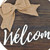 12" Brown Hello and Welcome Solid Wood Reversible Hanging Wall Or Door Decor