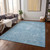 3' X 5' Sky Blue And Ivory Damask Washable Indoor Outdoor Area Rug