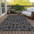 5' X 8' Black Charcoal And Ivory Geometric Washable Indoor Outdoor Area Rug