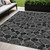 5' X 8' Black Charcoal And Ivory Geometric Washable Indoor Outdoor Area Rug