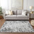5' X 8' Black White And Gray Abstract Washable Indoor Outdoor Area Rug