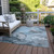 5' X 8' Teal Abstract Washable Non Skid Indoor Outdoor Area Rug Transitional Style - Teal Blue Color