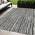 5' X 8' Black And Ivory Striped Washable Indoor Outdoor Area Rug
