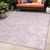 5' X 8' Pink and Ivory Floral Washable Non Skid Indoor Outdoor Area Rug