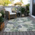 5' X 8' Artichoke Green Lavender And Ivory Botanical Leaves Washable Indoor Outdoor Area Rug