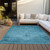 3' X 5' Denim Blue And Navy Blue Oriental Washable Indoor Outdoor Area Rug
