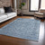 5' X 8' Blue And Beige Abstract Washable Indoor Outdoor Area Rug