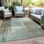 3' X 5' Pale Aqua And Beige Abstract Washable Indoor Outdoor Area Rug