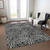 5' X 8' Black And Ivory Abstract Washable Indoor Outdoor Area Rug