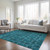 3' X 5' Teal Floral Medallion Washable Non Skid Indoor Outdoor Area Rug - Teal Blue