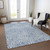 3' X 5' Denim Blue And Ivory Abstract Washable Indoor Outdoor Area Rug Transitional Style - Denim Blue, Ivory Color