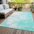 5' X 8' Aqua Ivory And Teal Blue Abstract Washable Indoor Outdoor Area Rug