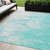 5' X 8' Aqua Ivory And Teal Blue Abstract Washable Indoor Outdoor Area Rug