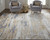 10' X 13' Tan Ivory And Blue Abstract Distressed Area Rug