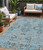 5' X 8' Sky Blue Gray And Charcoal Floral Washable Indoor Outdoor Area Rug