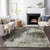 5' X 8' Taupe Beige And Olive Green Abstract Washable Indoor Outdoor Area Rug