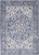 8' X 10' Gray Ivory and Blue Floral Distressed Washable Area Rug Polyester