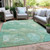 5' X 8' Teal Blue Mint Green And Ivory Abstract Washable Indoor Outdoor Area Rug