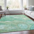 5' X 8' Teal Blue Mint Green And Ivory Abstract Washable Indoor Outdoor Area Rug