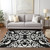 3' X 5' Black And Ivory Damask Washable Indoor Outdoor Area Rug