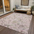 3' X 5' Pink Green And Gray Floral Washable Indoor Outdoor Area Rug