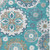 5' X 8' Teal Blue Taupe And Gray Floral Medallion Washable Indoor Outdoor Area Rug