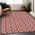 5' X 8' Red And Ivory Ogee Washable Indoor Outdoor Area Rug