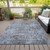 3' X 5' Blue And Taupe Abstract Washable Indoor Outdoor Area Rug