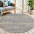6' Gray And Beige Round Abstract Indoor Outdoor Area Rug