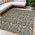 5' X 8' Taupe And Beige Damask Washable Indoor Outdoor Area Rug