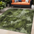 5' X 8' Green Floral Washable Non Skid Indoor Outdoor Area Rug - Green