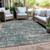 3' X 5' Teal Blue And Gray Geometric Washable Indoor Outdoor Area Rug - Teal Blue, Gray