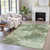 3' X 5' Artichoke Green And Pale Aqua Abstract Washable Indoor Outdoor Area Rug