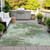 3' X 5' Artichoke Green And Pale Aqua Abstract Washable Indoor Outdoor Area Rug