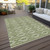 3' X 5' Green And Ivory Geometric Washable Indoor Outdoor Area Rug Transitional Style - Green, Ivory Color