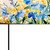 27" Blue White And Yellow Solid Wood Watercolor Floral Garden Stake