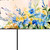 27" Blue White And Yellow Solid Wood Watercolor Floral Garden Stake
