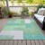 5' X 8' Sage Mint Green Teal Blue And Ivory Geometric Washable Indoor Outdoor Area Rug