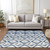3' X 5' Navy Blue And Ivory Geometric Washable Indoor Outdoor Area Rug Transitional Style - Navy Blue, Ivory Color