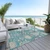 5' X 8' Teal Blue Pink And Ivory Floral Washable Indoor Outdoor Area Rug