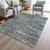 5' X 8' Teal Blue And Gray Geometric Washable Indoor Outdoor Area Rug - Teal Blue, Gray