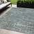 5' X 8' Taupe And Teal Blue Geometric Washable Indoor Outdoor Area Rug