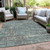 5' X 8' Taupe And Teal Blue Geometric Washable Indoor Outdoor Area Rug