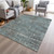 5' X 8' Taupe And Teal Blue Geometric Washable Indoor Outdoor Area Rug