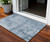 3' X 5' Denim Blue And Silver Abstract Washable Indoor Outdoor Area Rug